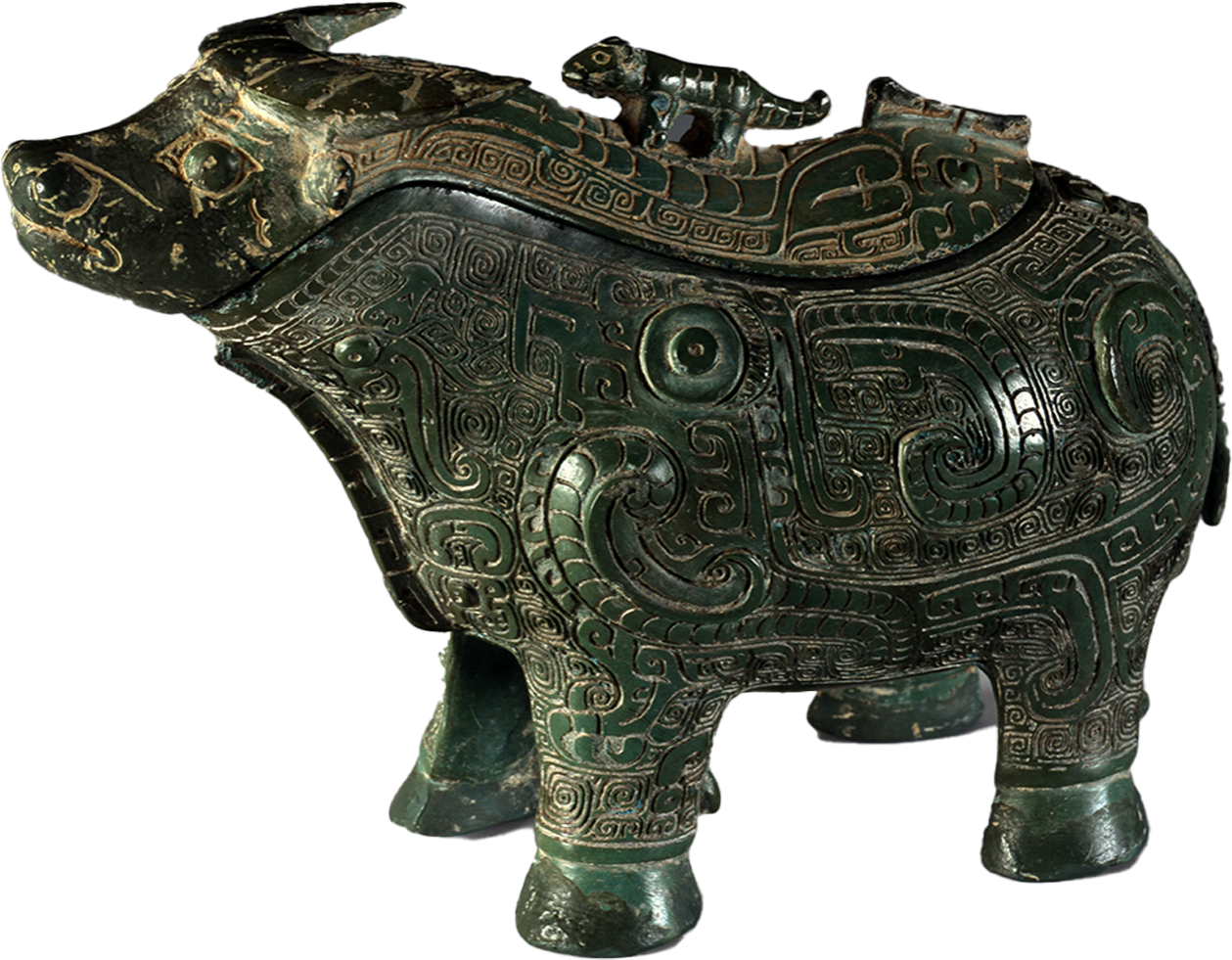 bronze gong in the shape of a bull